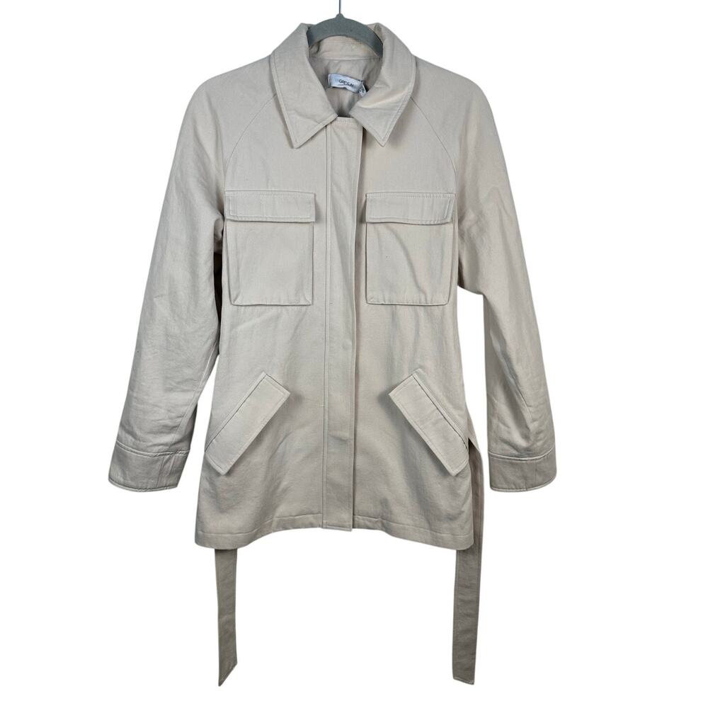 Greylin Safari Jacket Women Medium Beige NWT Belted Canvas Utility KJ1391A